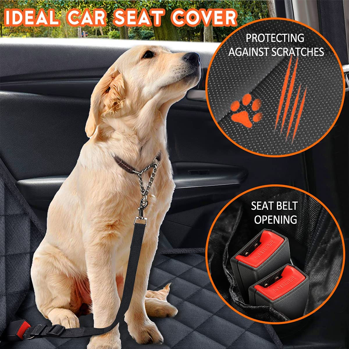 Waterproof Dog Backseat Cover – Heavy-Duty, Non-Slip Car Seat Protector 
